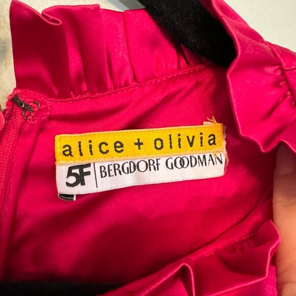 Alice+Olivia Jabot Dress M/L GOSSIP GIRL Waldorf Silk Wool Sleeveless Red Black - Picture 6 of 8